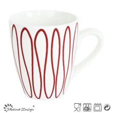 Caneca de porcelana de 13oz com decalque geométrico vermelho